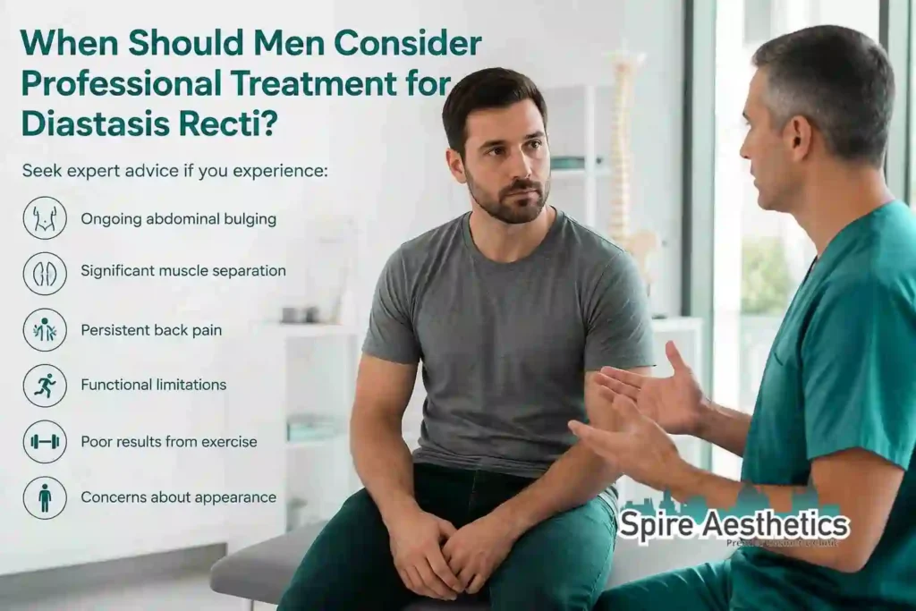 When Should Men Consider Professional Treatment for Diastasis Recti Corby?